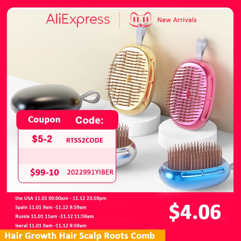 Hair Growth Comb Hair Scalp Roots Massages Brush Nourish Nylon Bristles Hairbrush Scalp Cleaning Brush Hair Loss Product
Hair Growth Comb Hair Scalp Roots Massages Brush Nourish Nylon Bristles Hairbrush Scalp Cleaning Brush Hair Loss Product