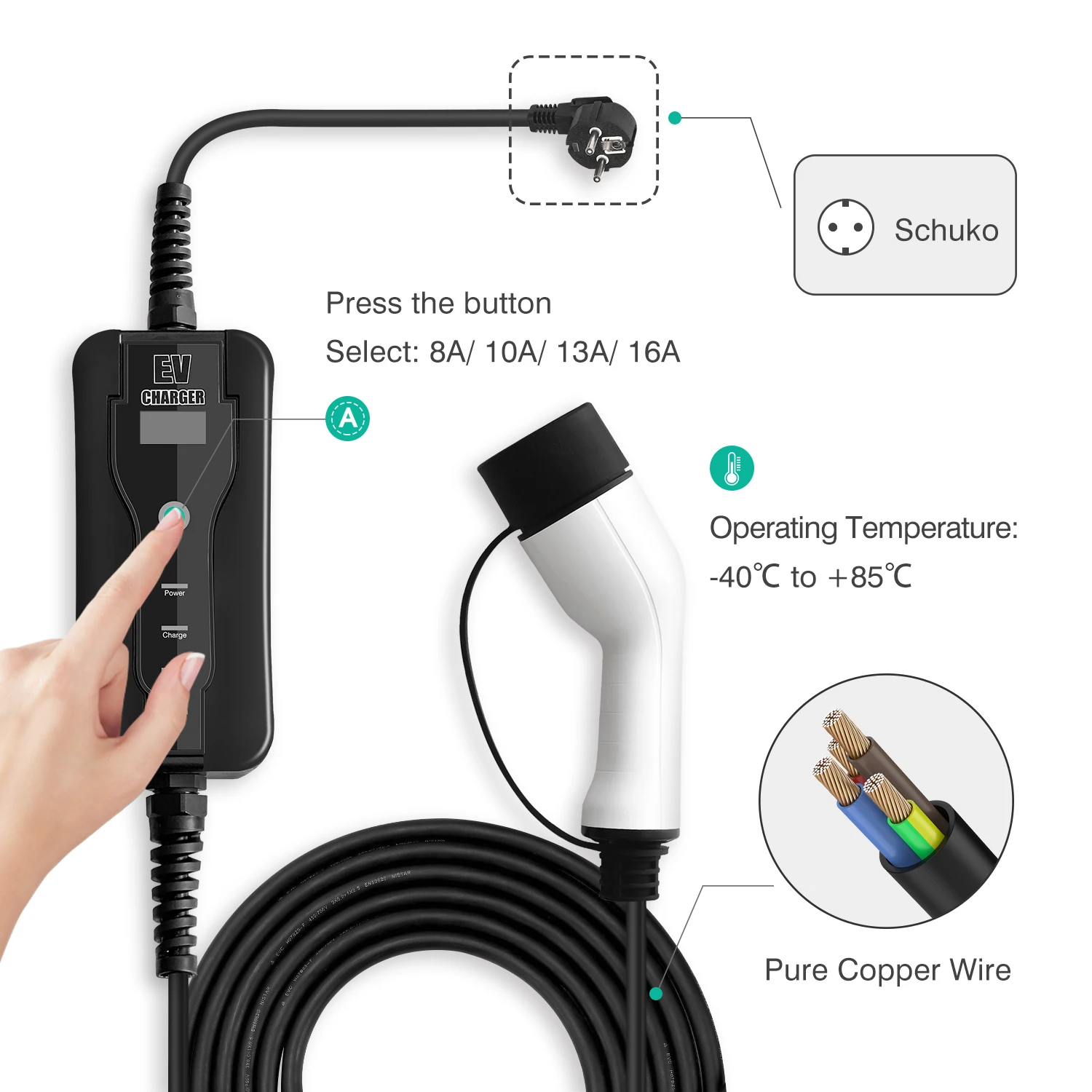 Evse Wallbox Level 2 Ev Charger Electric Vehicles Cars Charging Station with Schuko Plug
Evse Wallbox Level 2 Ev Charger Electric Vehicles Cars Charging Station with Schuko Plug