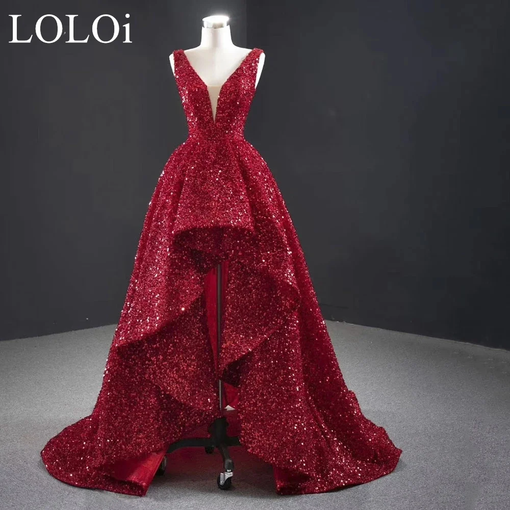 LOLOi Glamorous Red Sequin High And Low Evening Gowns For Women Elegant Long Luxury V-neck 2022 Party Dress Dubai 
LOLOi Glamorous Red Sequin High And Low Evening Gowns For Women Elegant Long Luxury V-neck 2022 Party Dress Dubai