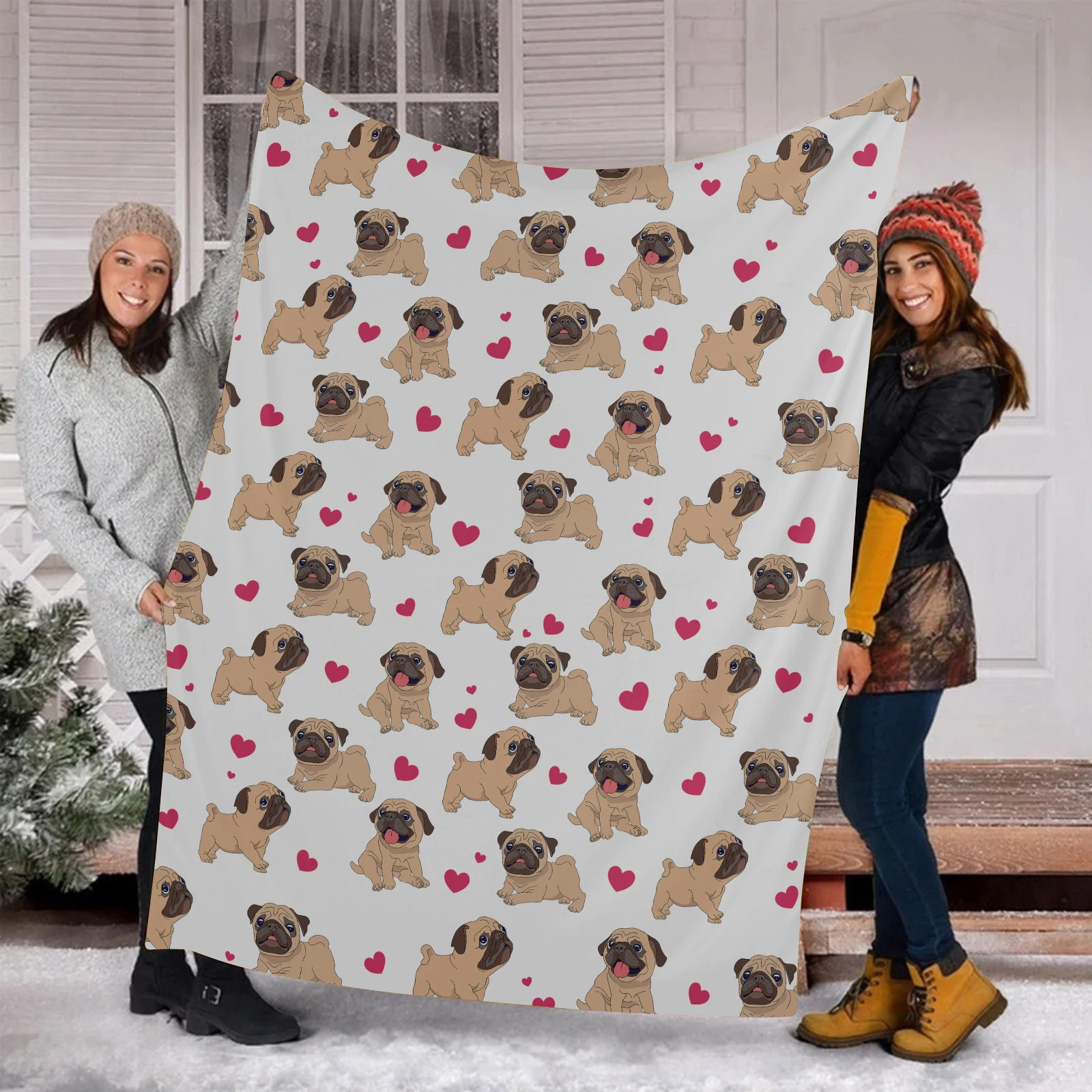 Cartoon Pug Dog Throw Blankets Custom Printed Coral Fleece Blanket Living Room Sofa Quilt Fashion Party Sofa Warm Home Supplies
Cartoon Pug Dog Throw Blankets Custom Printed Coral Fleece Blanket Living Room Sofa Quilt Fashion Party Sofa Warm Home Supplies