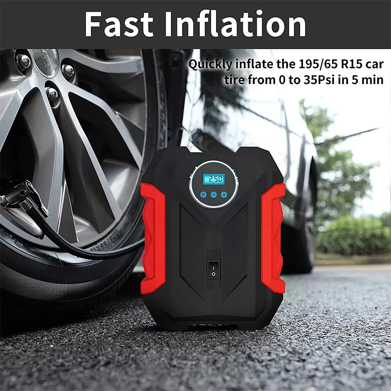 12V Portable Tire Inflator Car Air Compressor For Motorcycle Bicycle With LED Light Fast Inflator 150PSI Smart Digital Air Pump
12V Portable Tire Inflator Car Air Compressor For Motorcycle Bicycle With LED Light Fast Inflator 150PSI Smart Digital Air Pump