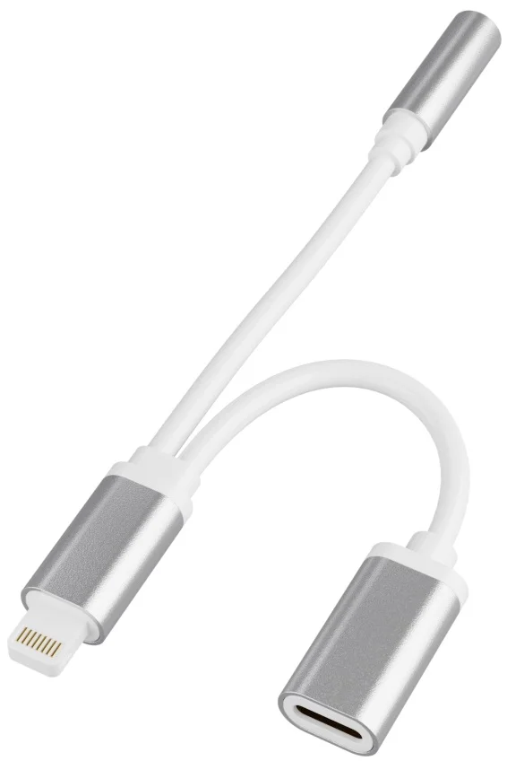 Адаптер переходник на наушники и зарядку для iPhone Айфон GSMIN AL5 Apple Lightning (M) - (F) + 3.5 мм