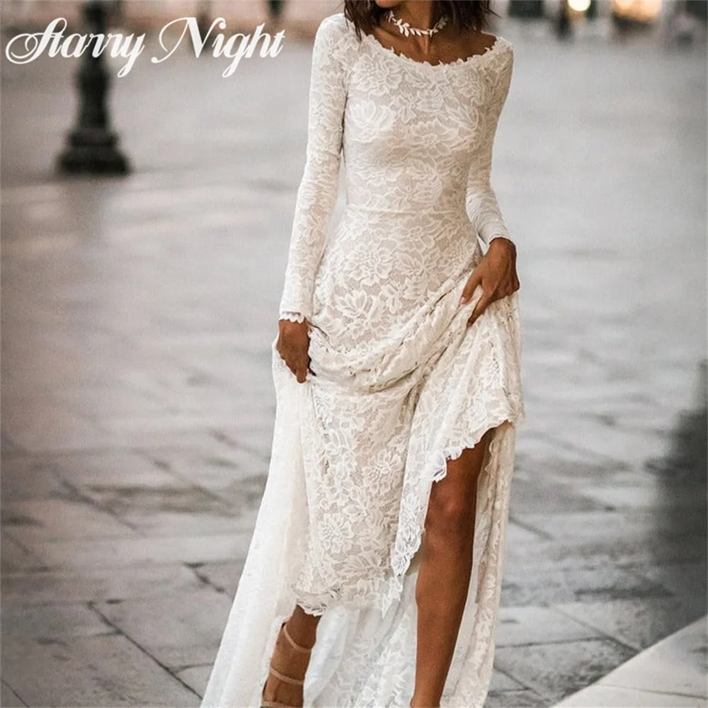 Classic Lace Sheath Wedding Dress Boat Neck Long Sleeves Wedding Gown Backless Dress For Women vestidos de novia de encaje
Classic Lace Sheath Wedding Dress Boat Neck Long Sleeves Wedding Gown Backless Dress For Women vestidos de novia de encaje