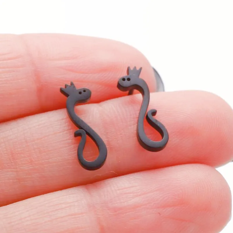 Mini Stainless Steel Black Snake King Stud Earrings Birthday Gifts Girl Minimalist Earrings Wild Animal Jewelry Pircing Oreja
Mini Stainless Steel Black Snake King Stud Earrings Birthday Gifts Girl Minimalist Earrings Wild Animal Jewelry Pircing Oreja