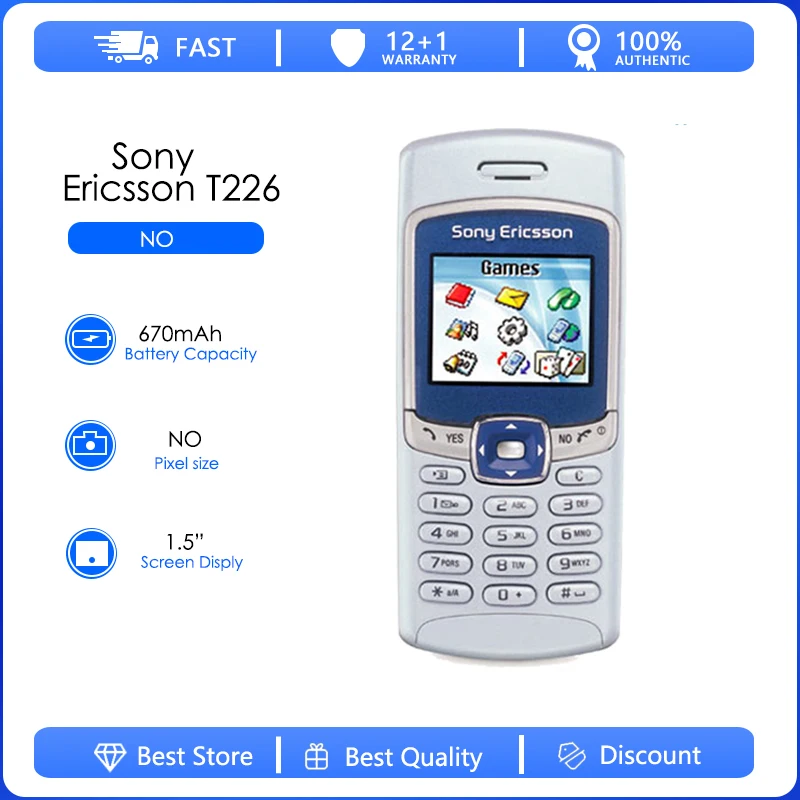Обновленный Оригинальный разблокированный мобильный телефон Sony Ericsson T226 T230 T238, 1,5 дюйма, GSM 2G, разблокированный сотовый телефон, бесплатная доставка
Обновленный Оригинальный разблокированный мобильный телефон Sony Ericsson T226 T230 T238, 1,5 дюйма, GSM 2G, разблокированный сотовый телефон, бесплатная доставка