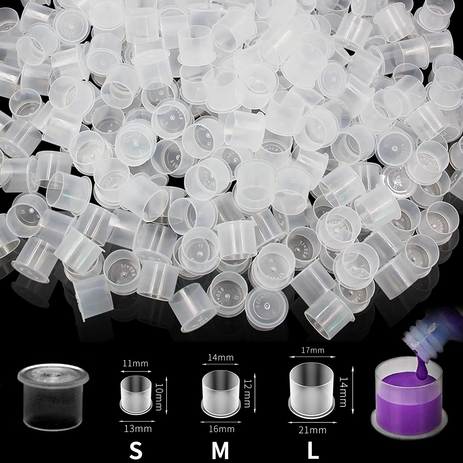 100PCS Disposable Tattoo Ink Cups Caps 17/14/11mm Tattoo Color Cup for Permanent Makeup Pigment Tattoo Holder Supplies
100PCS Disposable Tattoo Ink Cups Caps 17/14/11mm Tattoo Color Cup for Permanent Makeup Pigment Tattoo Holder Supplies