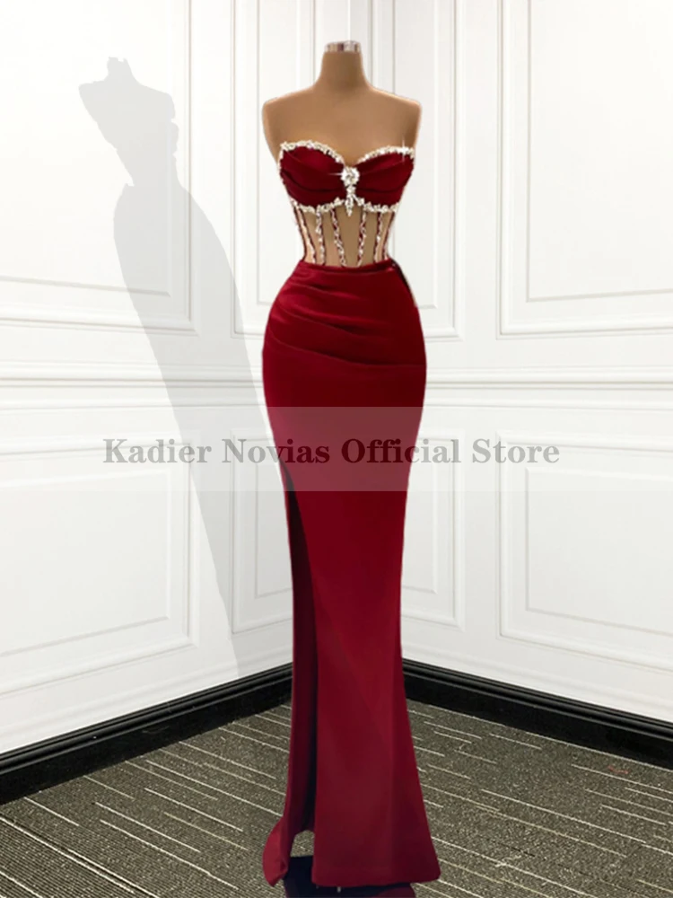 Women's Long Sexy Burgundy Evening Dresses with Split Crystals Vestido Formatura Long Robes Longues Party Dress
Women's Long Sexy Burgundy Evening Dresses with Split Crystals Vestido Formatura Long Robes Longues Party Dress