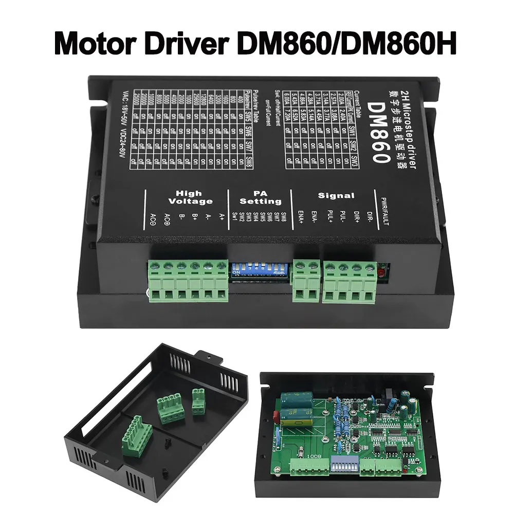 Motor Drive Controller DM860 DM860H Drive 24~80V Dc 7.2A For Nema 17 Nema 23 Nema 34 Stepper Motor for 3D Printer CNC Laser Part
Motor Drive Controller DM860 DM860H Drive 24~80V Dc 7.2A For Nema 17 Nema 23 Nema 34 Stepper Motor for 3D Printer CNC Laser Part