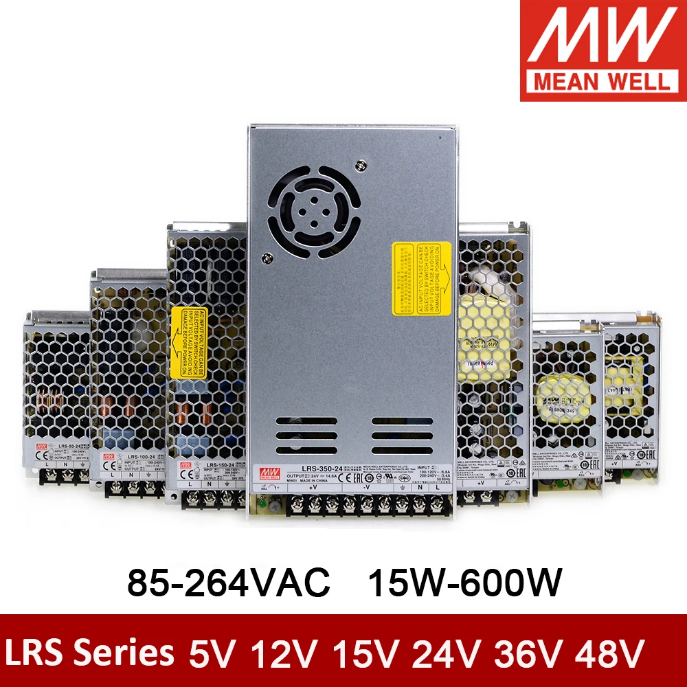 

MEAN WELL RS-15 RS-25 LRS-35 50 75 100 150 200 350 450 600W 5V 12V 15V 24V 36V 48V Single Output Switching Power Supply LRS-350