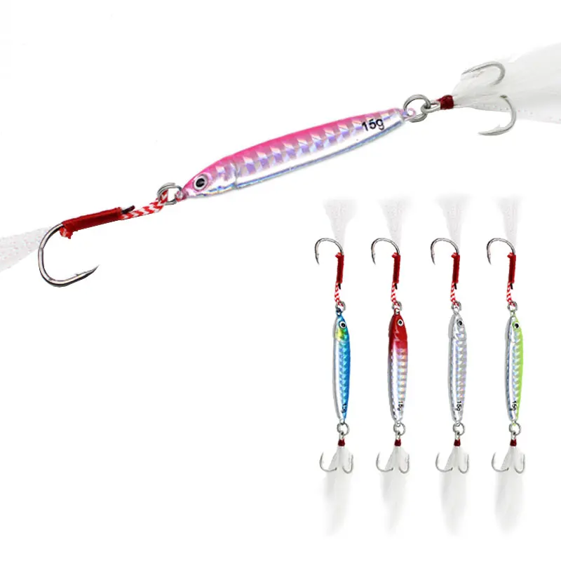 Spatium 5Pcs New Double Hook 15g Spinning Baits Jigs Casting 3D Lifelike Eyes Fishing Lure with Feather Hook Bait Fishing Tackle
Spatium 5Pcs New Double Hook 15g Spinning Baits Jigs Casting 3D Lifelike Eyes Fishing Lure with Feather Hook Bait Fishing Tackle