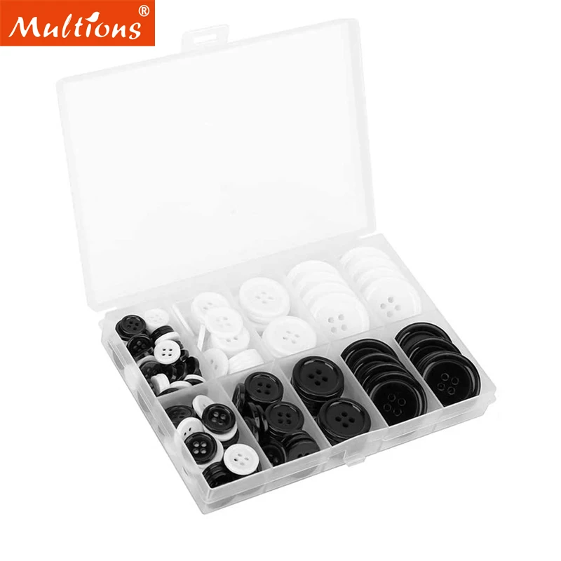 160pcs 5 Size Sewing Buttons Round Black White Resin Buttons with Storage Box for Garment Sewing DIY Craft
160pcs 5 Size Sewing Buttons Round Black White Resin Buttons with Storage Box for Garment Sewing DIY Craft