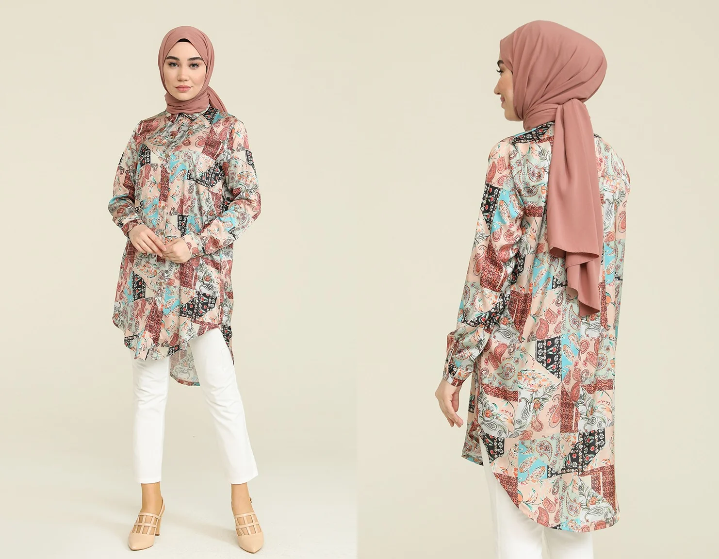 New Season summer Muslim Women 'S print button long sleeve shirt collar unlined satin tunik modern fashion stylish casual use Islamic
New Season summer Muslim Women 'S print button long sleeve shirt collar unlined satin tunik modern fashion stylish casual use Islamic