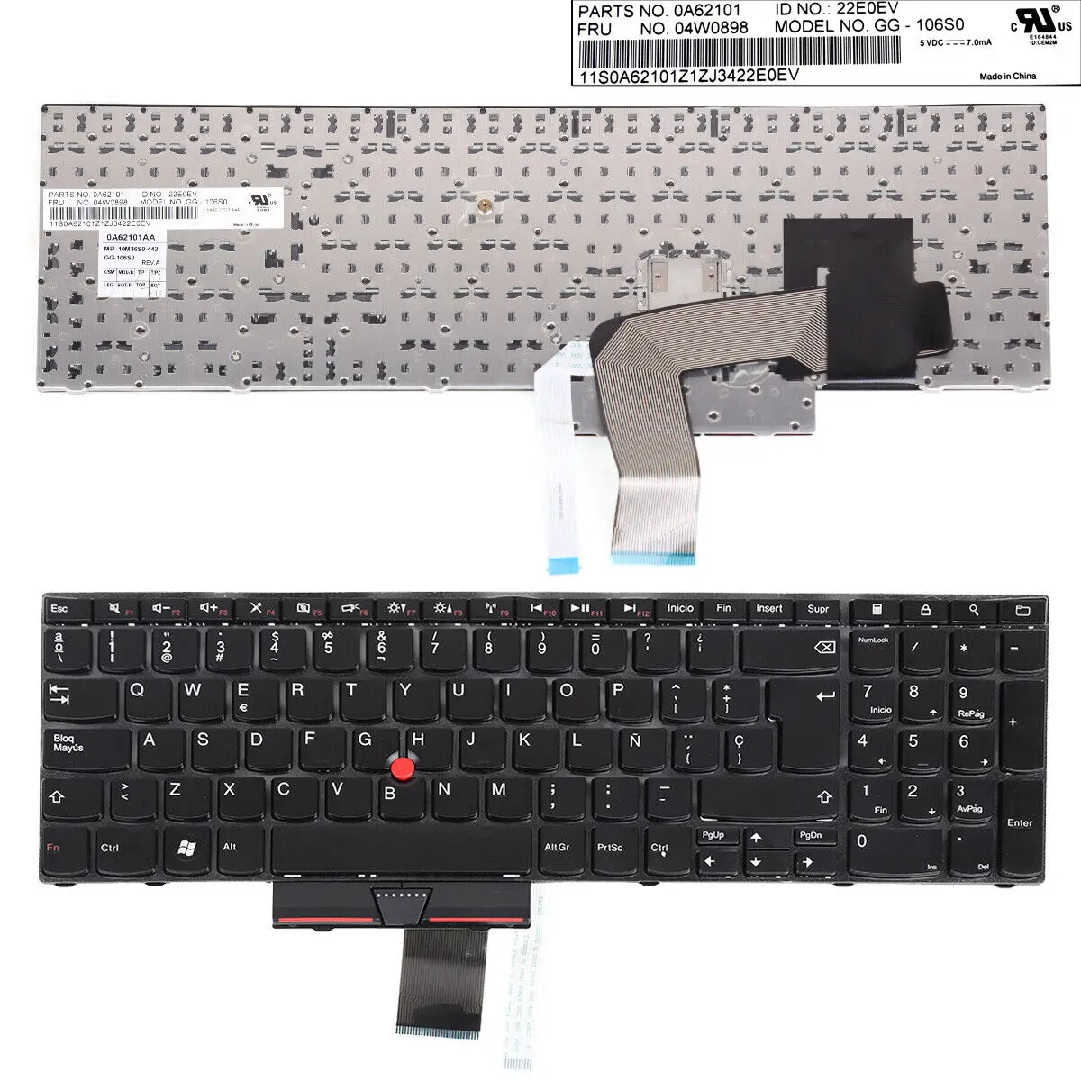 New Spanish Layout Keyboard For ThinkPad E520 GLOSSY FRAME BLACK With Point stick
New Spanish Layout Keyboard For ThinkPad E520 GLOSSY FRAME BLACK With Point stick