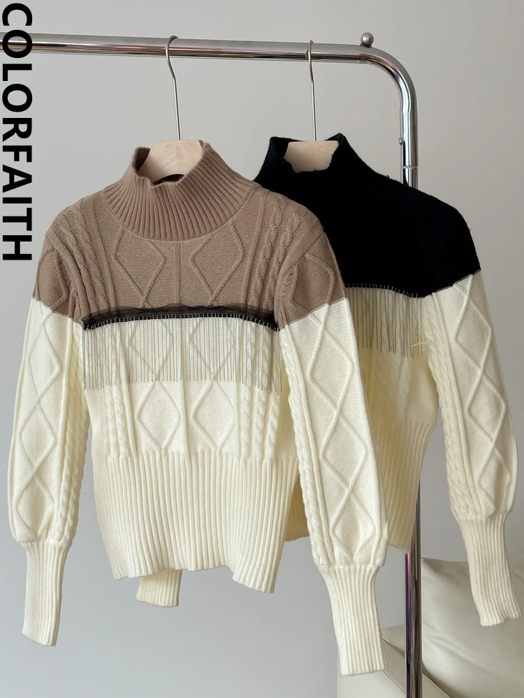 Colorfaith New 2022 Vintage Korean Fashion Patchwork Turtleneck Pullovers Knitted Women Autumn Winter Sweaters Tops SW3997JX
Colorfaith New 2022 Vintage Korean Fashion Patchwork Turtleneck Pullovers Knitted Women Autumn Winter Sweaters Tops SW3997JX