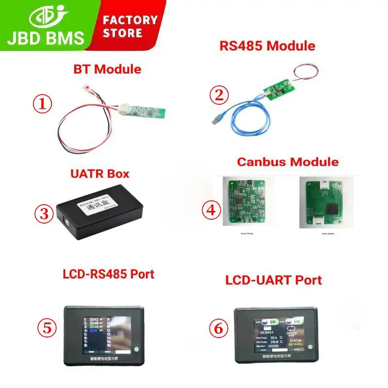 

JBD Smart BMS аксессуары BT Модуль UART RS485 ЖК-дисплей для литиевой батареи li-ion Lifepo4 с функцией связи