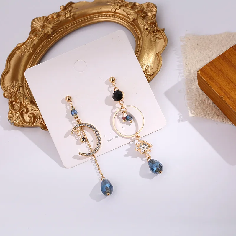 New 2022 Sweet Crytal Geometric Circular Drop Earrings For Women Long Asymmetric Moon Earrings Fashion Wedding Jewelry Blue
New 2022 Sweet Crytal Geometric Circular Drop Earrings For Women Long Asymmetric Moon Earrings Fashion Wedding Jewelry Blue