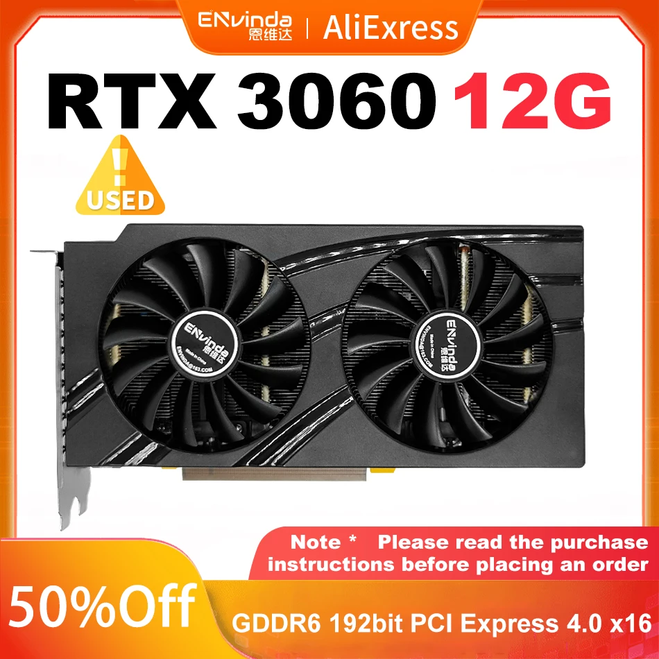 Envinda Used Graphics Card RTX3060 12GB HDMI*1 DP*3 PCI-E 4.0 x16 Rtx3060 X-GAME NVIDIA Video Card GPU GDDR6 192bit 8Pin Game
Envinda Used Graphics Card RTX3060 12GB HDMI*1 DP*3 PCI-E 4.0 x16 Rtx3060 X-GAME NVIDIA Video Card GPU GDDR6 192bit 8Pin Game