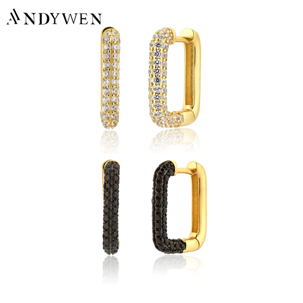 ANDYWEN 925 Sterling Silver Black Zircon Plated Hoops Women Circle Square Clips Fashion Luxury Pave Huggies Thick Luxury Jewels
ANDYWEN 925 Sterling Silver Black Zircon Plated Hoops Women Circle Square Clips Fashion Luxury Pave Huggies Thick Luxury Jewels