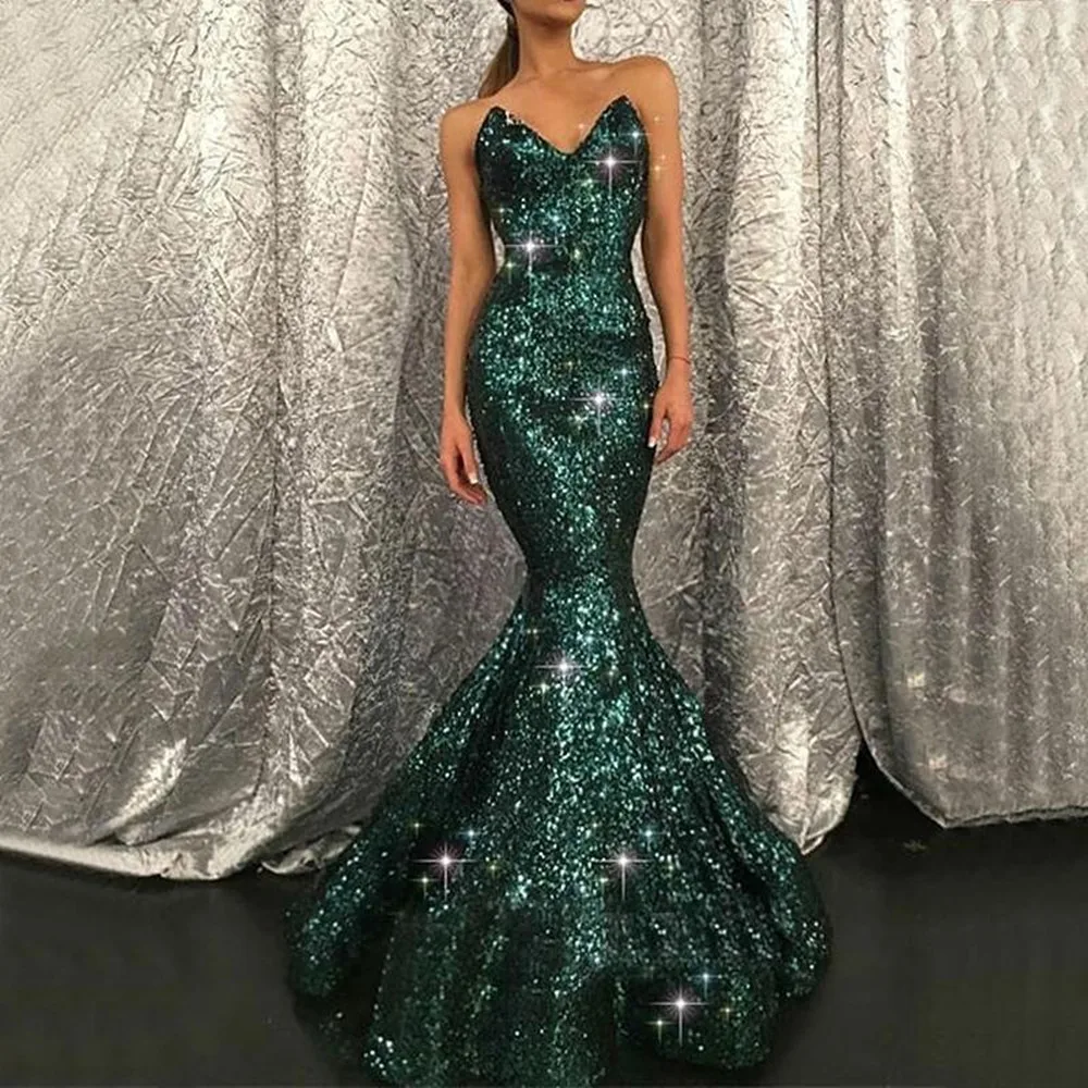 Sexy Mermaid Prom Dresses Glitter Mermaid Vestidos De Fiesta Sexy Strapless فساتين السهرة Green Mermaid Evening Dresses
Sexy Mermaid Prom Dresses Glitter Mermaid Vestidos De Fiesta Sexy Strapless فساتين السهرة Green Mermaid Evening Dresses