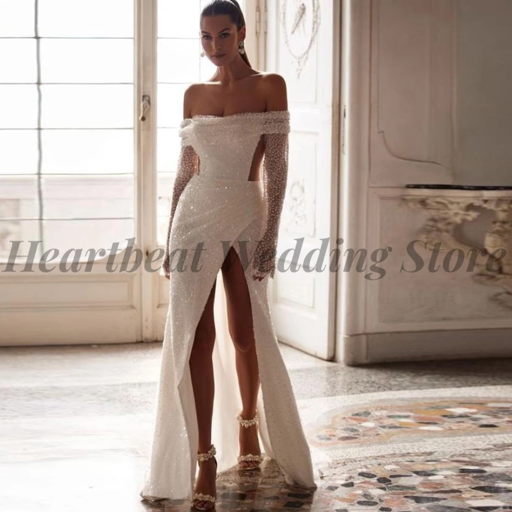 Modern 2023 Side Split Wedding Dress for Ladies Off-The-Shoulder Strapless Lace-Up Court Train Mermaid Applique Sequins
Modern 2023 Side Split Wedding Dress for Ladies Off-The-Shoulder Strapless Lace-Up Court Train Mermaid Applique Sequins