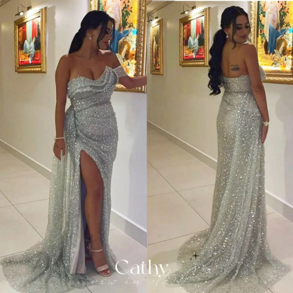 Cathy Strapless Mermaid Prom Dress Shiny Grey Prom Gowns Side Split Trumpet فستان سهرة Bright Diamond Fishtail Evening Dress
Cathy Strapless Mermaid Prom Dress Shiny Grey Prom Gowns Side Split Trumpet فستان سهرة Bright Diamond Fishtail Evening Dress