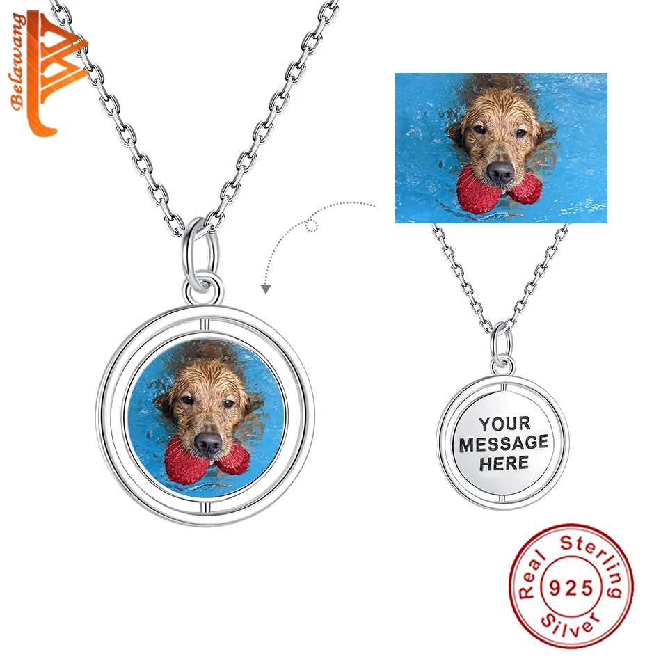 BELAWANG Simple Custom Photo Rotatable Round Pendant Necklace 925 Sterling Silver Chain Necklace for Women Boutique Jewelry
BELAWANG Simple Custom Photo Rotatable Round Pendant Necklace 925 Sterling Silver Chain Necklace for Women Boutique Jewelry