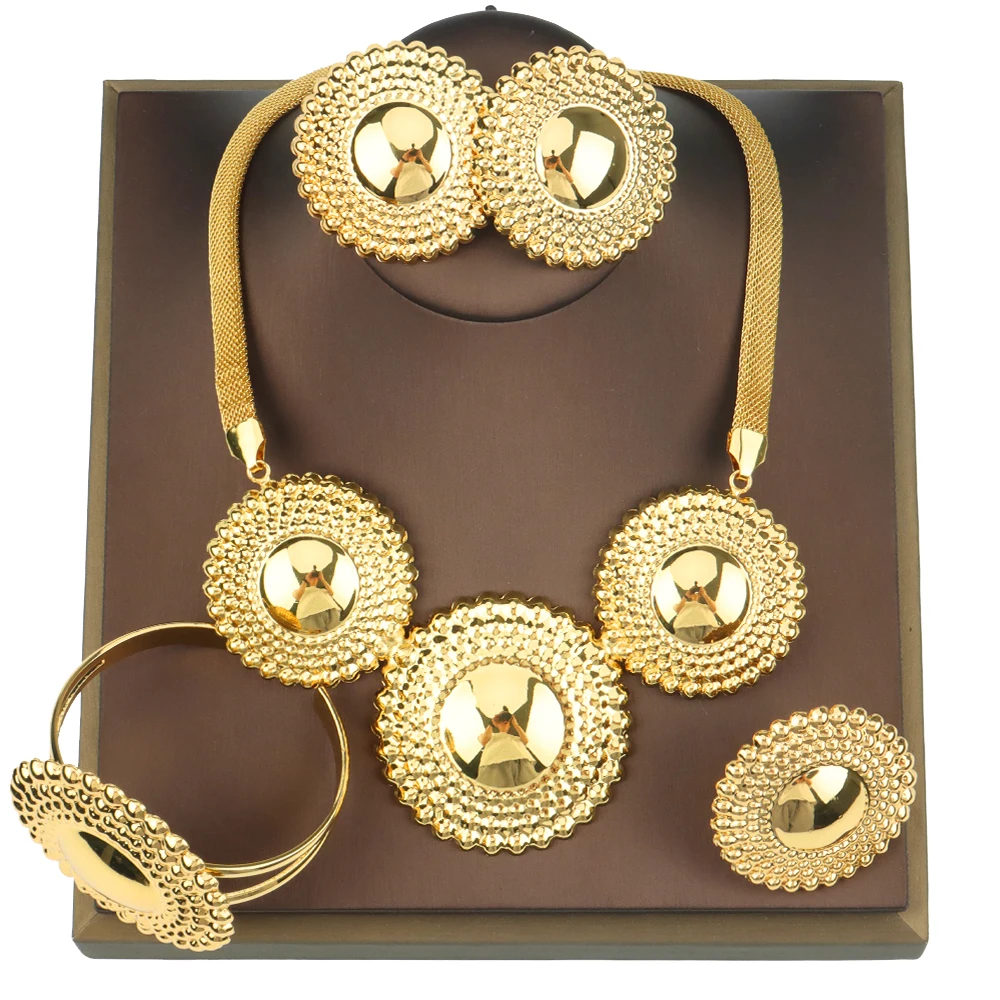 Women Jewelry Set African Dubai Gold Plated Round Beads Necklace Earrings and Bracelets Ring Jewelry Set Bridal Weddings Gift
Women Jewelry Set African Dubai Gold Plated Round Beads Necklace Earrings and Bracelets Ring Jewelry Set Bridal Weddings Gift