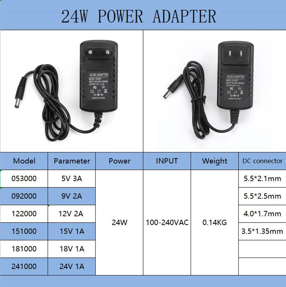 100pcs AC 110-240V DC 5V 9V 12V 15V 24V 1A 2A 3A Universal Power Adapter Supply Charger Adaptor Eu Us for LED light Strips
100pcs AC 110-240V DC 5V 9V 12V 15V 24V 1A 2A 3A Universal Power Adapter Supply Charger Adaptor Eu Us for LED light Strips