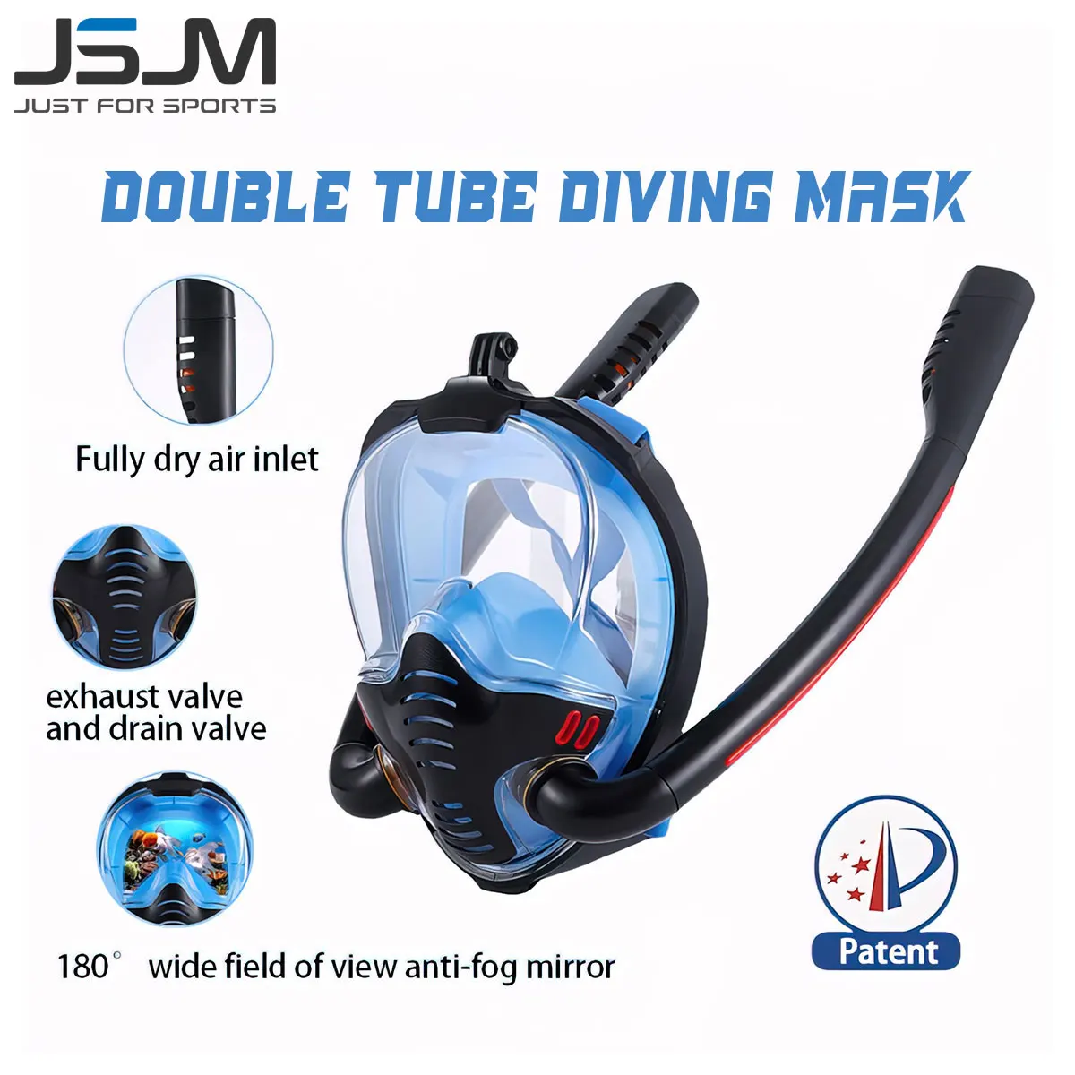 

JSJM Underwater Scuba Anti Fog Full Face Diving Mask Snorkeling Respiratory Masks Safe Waterproof Swimming Equipment Adult Youth