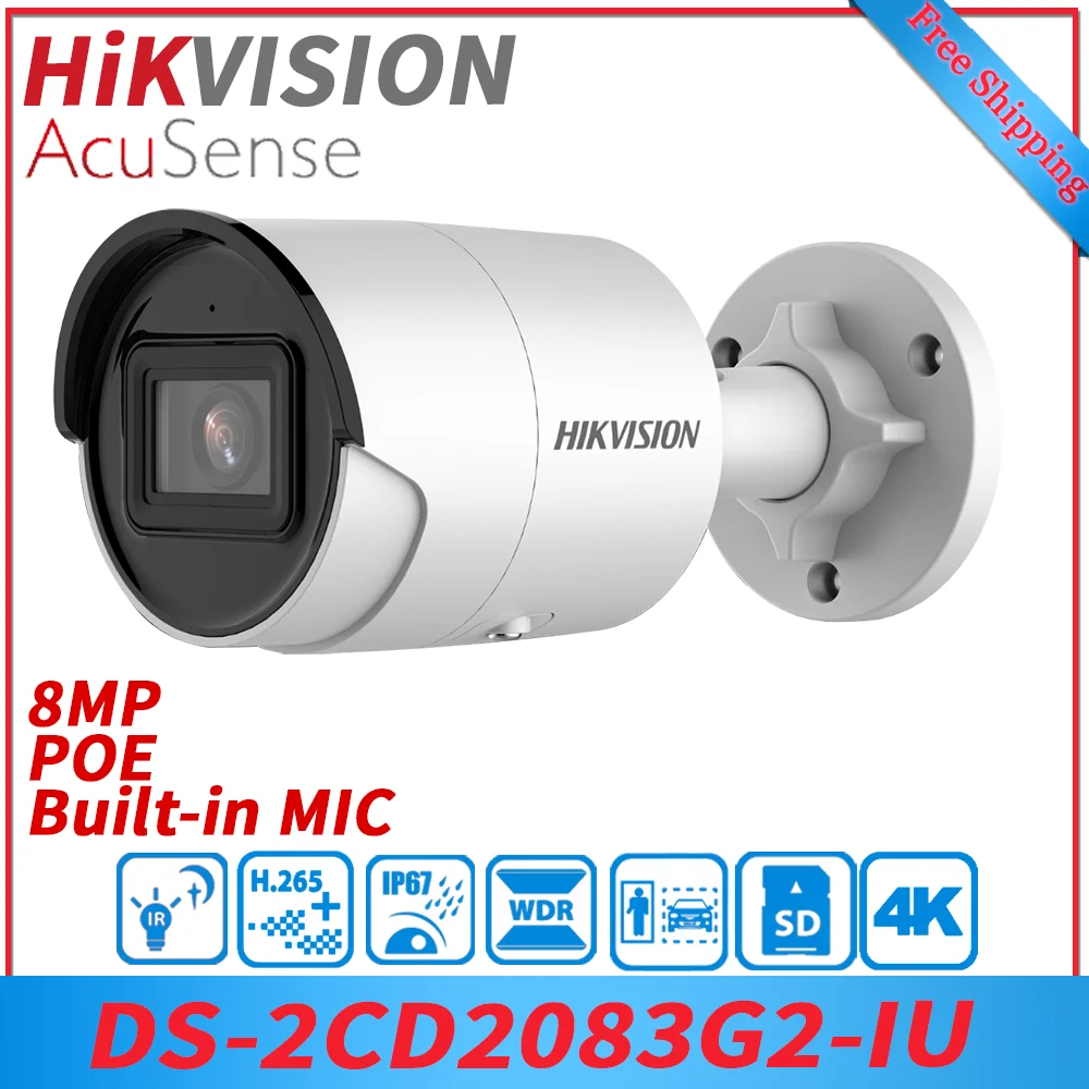 Hikvision 8MP 4K IP Camera Poe Built-in Mic DS-2CD2083G2-IU IR 40m AcuSense Fixed Bullet Network Camera CCTV Security
Hikvision 8MP 4K IP Camera Poe Built-in Mic DS-2CD2083G2-IU IR 40m AcuSense Fixed Bullet Network Camera CCTV Security