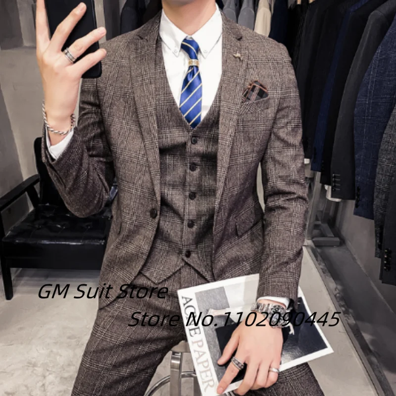 Autumn Men Suit 2022 Jacket Three-piece (Coat + Vest + Pants) Slim Solid Color Plaid British Shirt Wedding Handsome Groom Casual
Autumn Men Suit 2022 Jacket Three-piece (Coat + Vest + Pants) Slim Solid Color Plaid British Shirt Wedding Handsome Groom Casual
