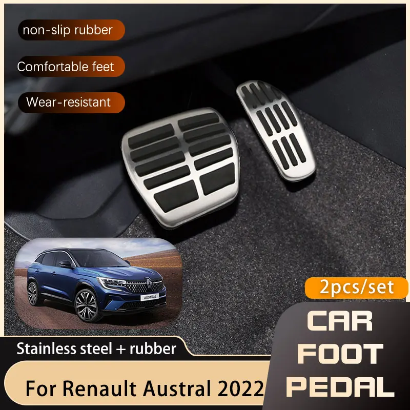 

Car Pedals Cover For Renault Austral 2022 2023 Gas Fuel Brake Accelerator Restfoot No Drilling Non-slip Pedal Acessories AT MT