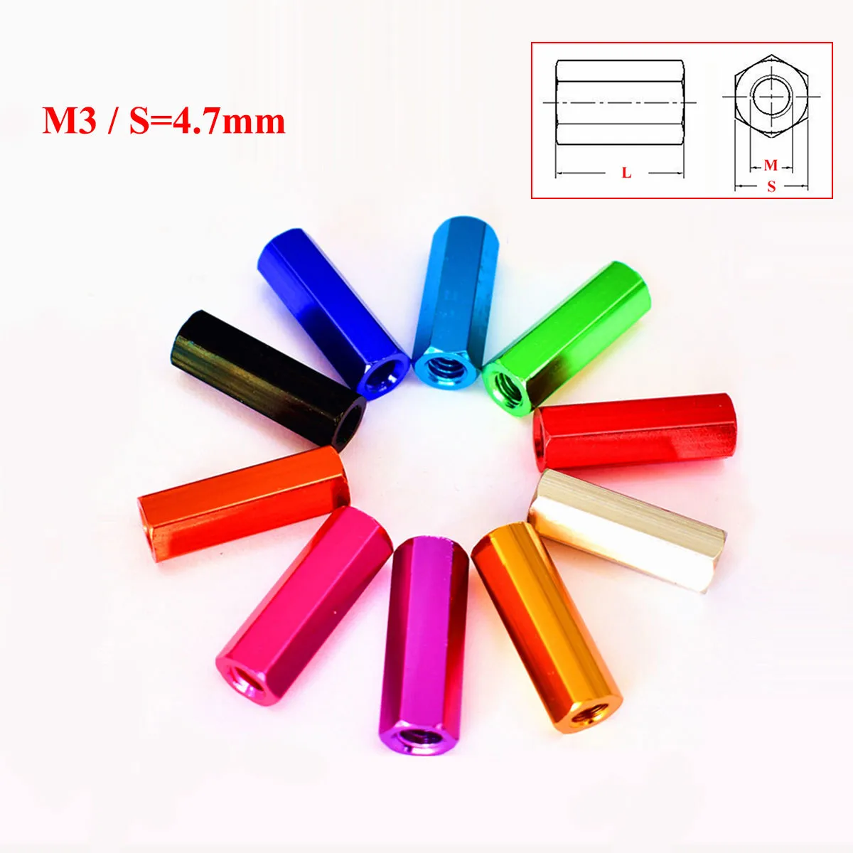 M3 Aluminum Alloy Hex Standoff Pillars Alu Hexagon Female Threaded Studs Spacer Nuts Hollow Column Sleeving Anodized 10 Colors
M3 Aluminum Alloy Hex Standoff Pillars Alu Hexagon Female Threaded Studs Spacer Nuts Hollow Column Sleeving Anodized 10 Colors