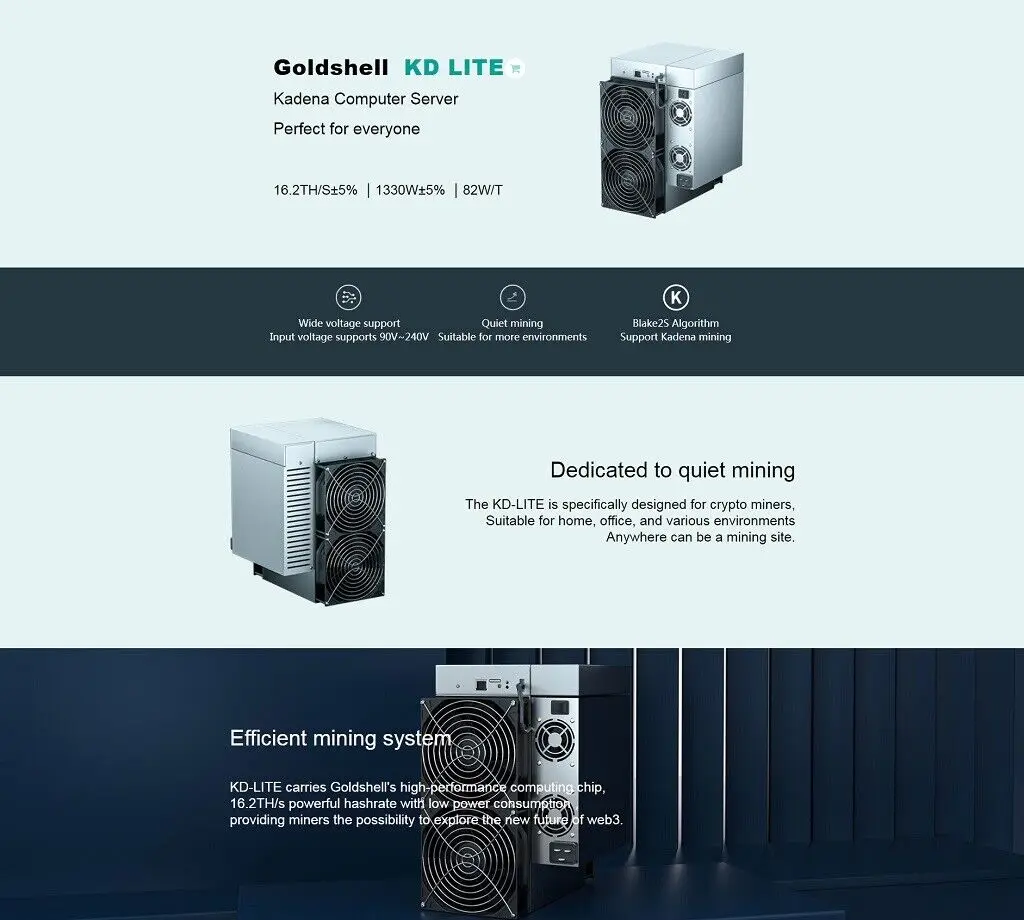 Купите 3 и получите 2 бесплатно новые Goldshell KD Box Pro KDA Miner 2,6 T с 750 Вт
Купите 3 и получите 2 бесплатно новые Goldshell KD Box Pro KDA Miner 2,6 T с 750 Вт