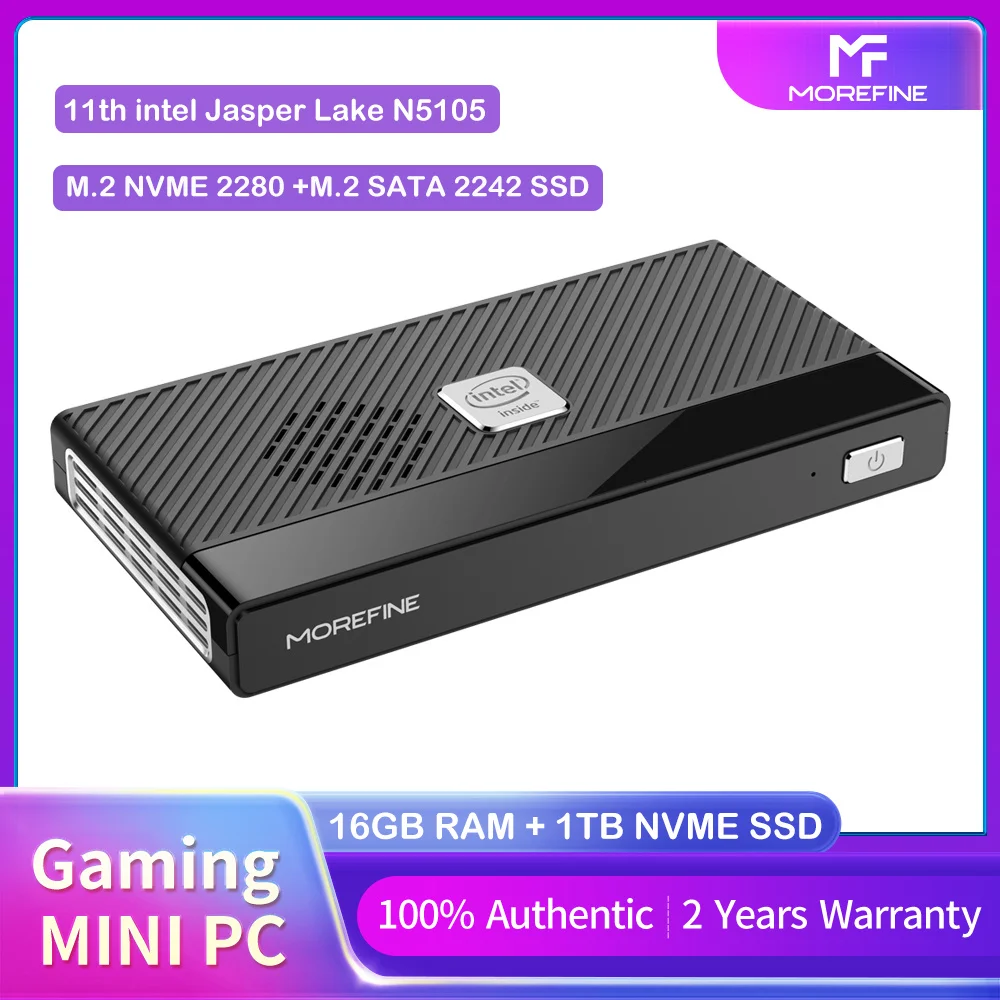 MOREFINE M6 Mini PC 11th Gen Intel N5105 2.9GHz Windows 11 DDR4 2933MHz NVMe SSD Pocket Computer HDMI2.0 4K60Hz WiFi6 BT5.2 ZX01
MOREFINE M6 Mini PC 11th Gen Intel N5105 2.9GHz Windows 11 DDR4 2933MHz NVMe SSD Pocket Computer HDMI2.0 4K60Hz WiFi6 BT5.2 ZX01