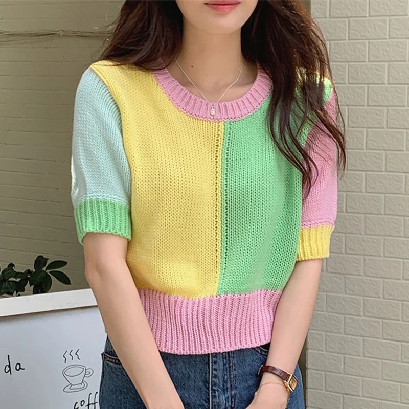 Clothland Women Fashion Patchwork Knitted Blouse Knitwear Short Sleeve Pullover Spliced Crop Top Blusa Mujer DA378
Clothland Women Fashion Patchwork Knitted Blouse Knitwear Short Sleeve Pullover Spliced Crop Top Blusa Mujer DA378