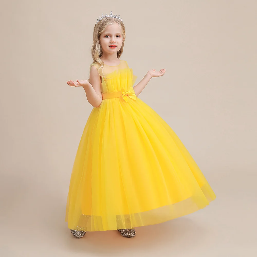 

Детское атласное платье для девочки, Сетчатое пончо из цветочной ткани, одежда для выступления на пианино принцессы, YT072