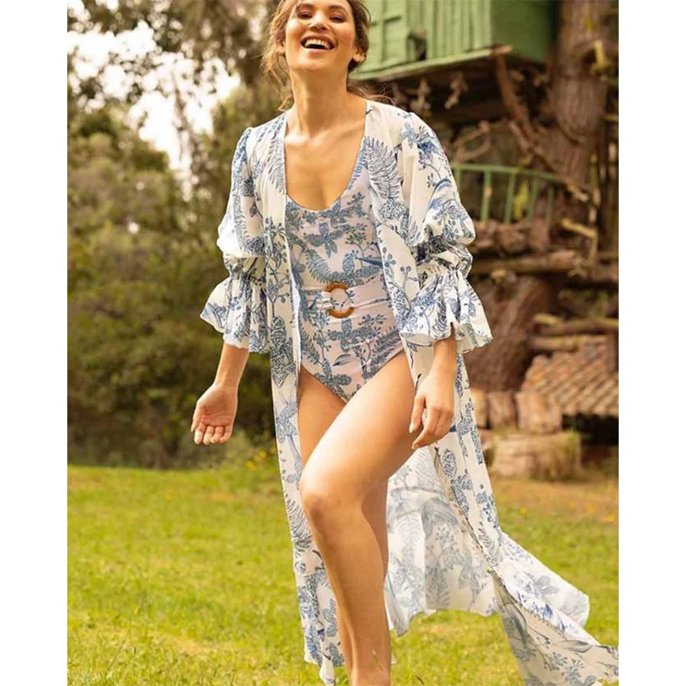 Vintage Bathing Suit Women Ring Belt Printed One Piece Swimsuit and Flared Sleeve Cover Up Summer Holiday Beach Dress
Vintage Bathing Suit Women Ring Belt Printed One Piece Swimsuit and Flared Sleeve Cover Up Summer Holiday Beach Dress