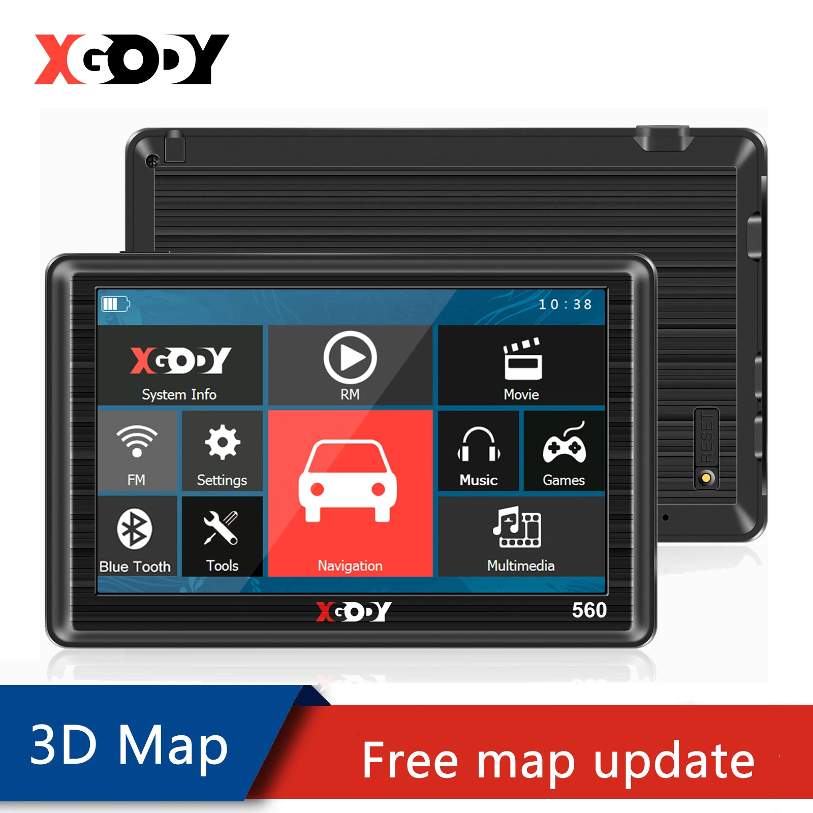 

XGODY 5 Inch Car GPS Navigation Touch screen Truck Navigator 128M+8GB Bluetooth AV-IN FM MP3/MP4 Players 2020 Free Map