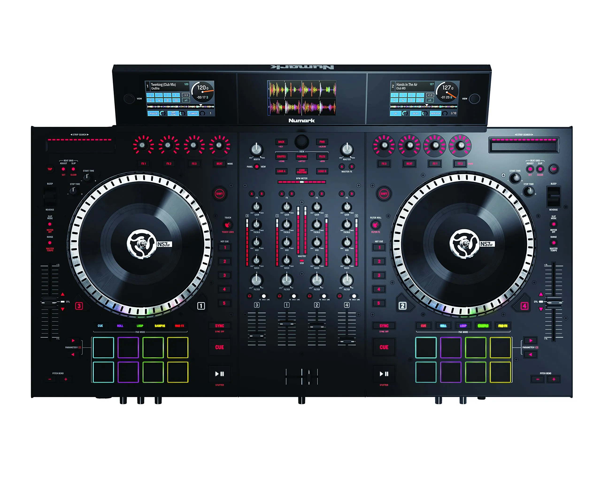 (Новая скидка) Numark NS7III 4-канальный моторизованный DJ контроллер и микшер с экранами
(Новая скидка) Numark NS7III 4-канальный моторизованный DJ контроллер и микшер с экранами