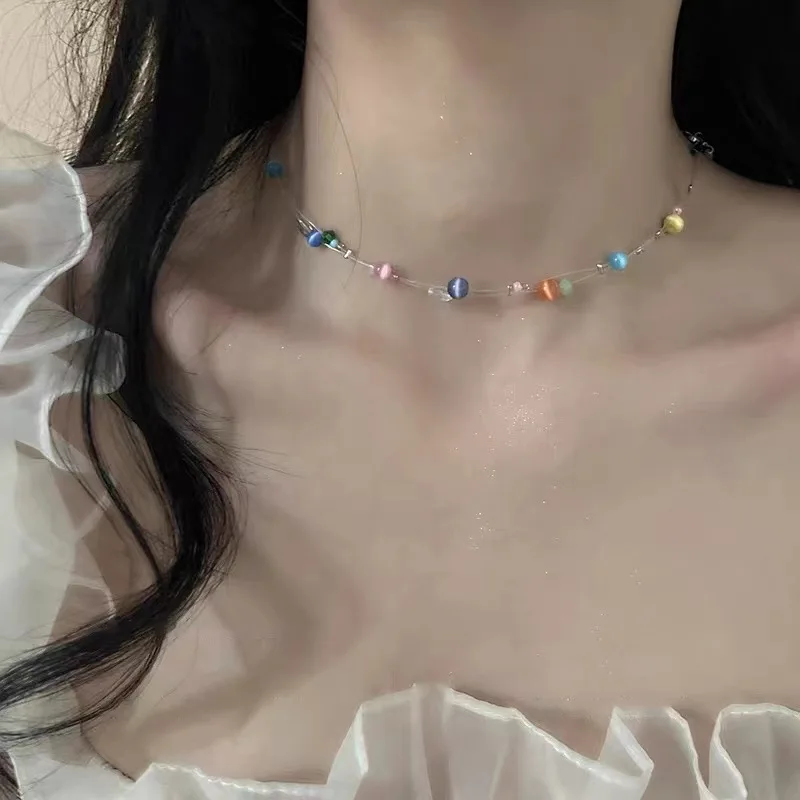 2022 Trend Colorful Crystal Opal Bead Choker Necklace For Women Fashion Design Clavicle Chain Statement Short Beaded Necklace
2022 Trend Colorful Crystal Opal Bead Choker Necklace For Women Fashion Design Clavicle Chain Statement Short Beaded Necklace