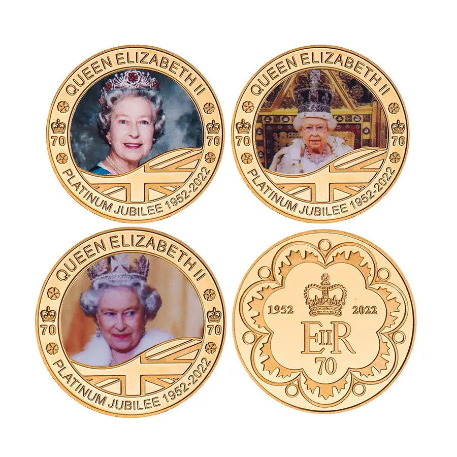 1952-2022 Queen Elizabeth II Platinum Jubilee 70th Anniversary Gold Coin Polyester Union Commemorative Coins
1952-2022 Queen Elizabeth II Platinum Jubilee 70th Anniversary Gold Coin Polyester Union Commemorative Coins