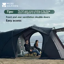 MOBI GARDEN Luxury Camping Tent Ultralight 70D Nylon Tunnel Tent Large Space Four Season Tent Outdoor Hiking Holiday Starry Sky