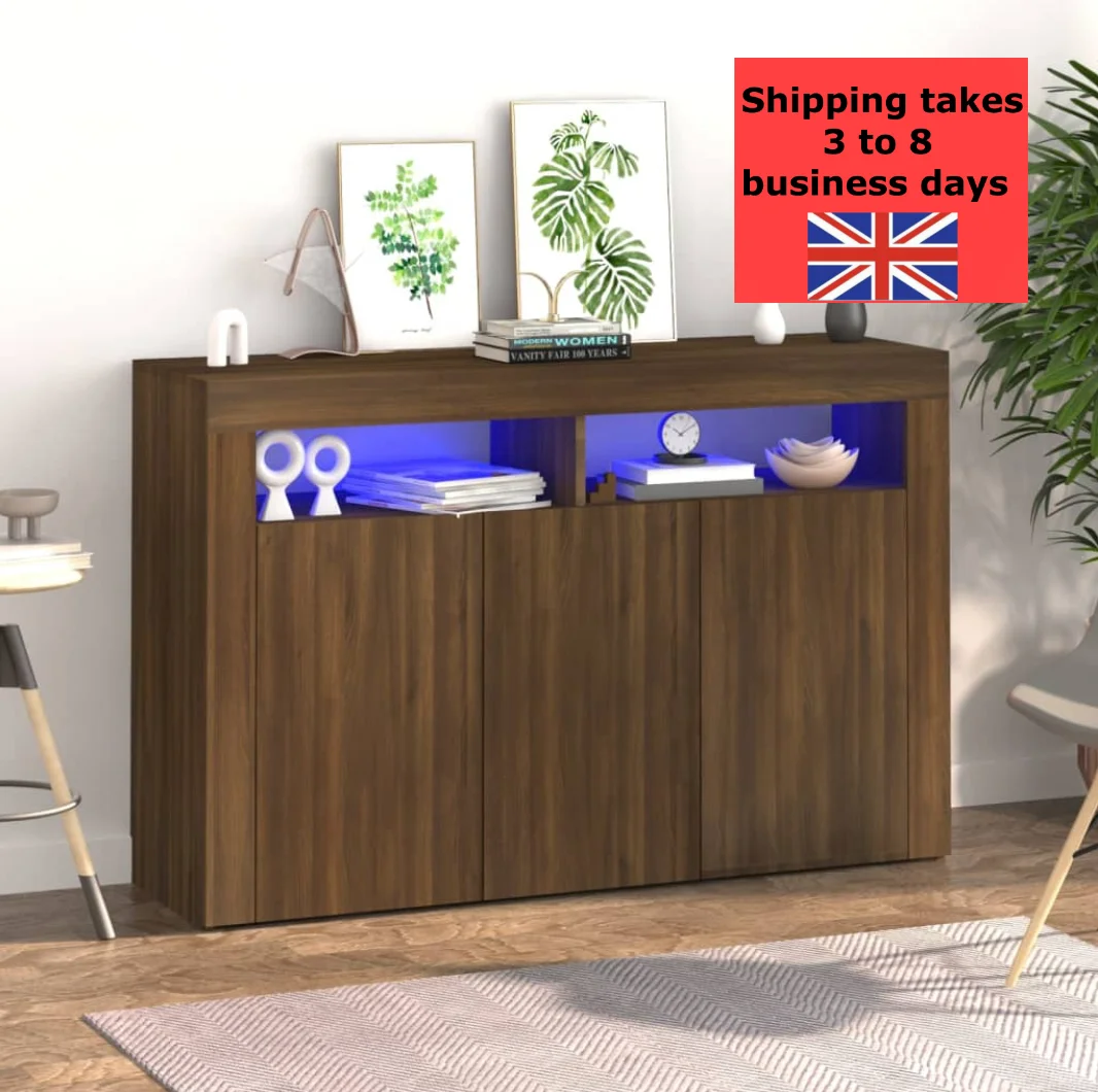 Sideboard with LED Lights Brown Oak 115.5x30x75 cm, modern sideboard cabinet, wooden cabinet, cabinet salon with LED
Sideboard with LED Lights Brown Oak 115.5x30x75 cm, modern sideboard cabinet, wooden cabinet, cabinet salon with LED