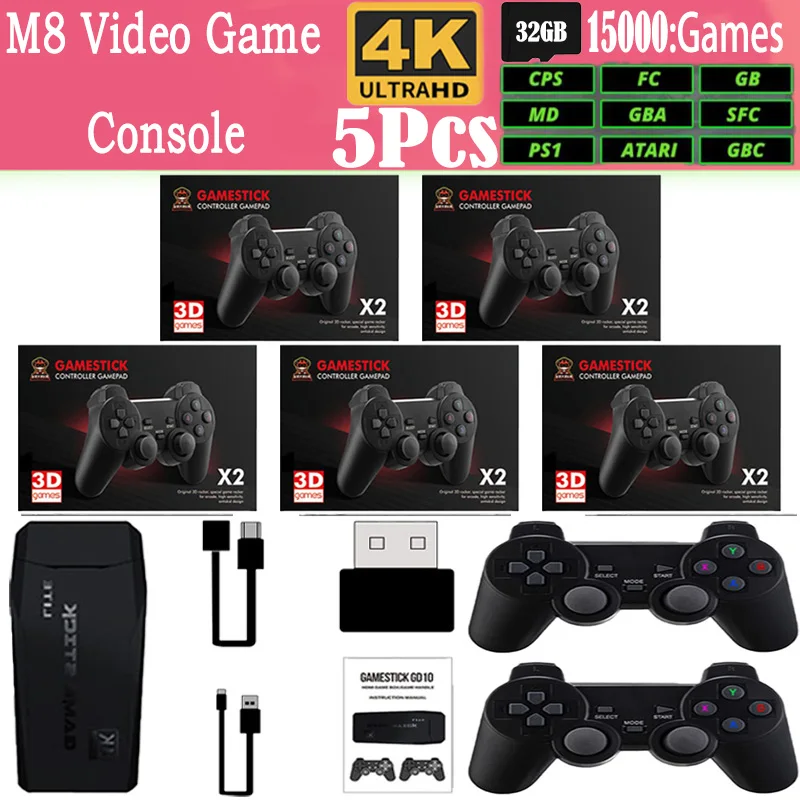 32GB Retro games Video Game Stick 2.4G Double Wireless Controller Game Stick Video Game Console 4K HD 15000 games
32GB Retro games Video Game Stick 2.4G Double Wireless Controller Game Stick Video Game Console 4K HD 15000 games