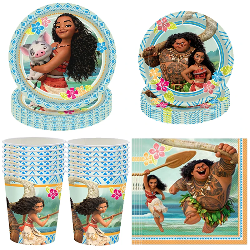 

Тематические украшения для детского дня рождения Disney Moana, одноразовая посуда, столовые салфетки для детского праздника