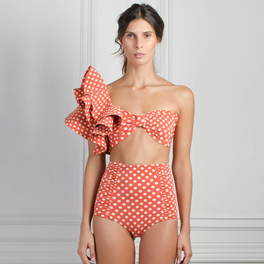 Ruffled Polka-dot Print Bikini Two Piece Set Women the Shoulder Swimwear Brazilian Bikini Set Fashion Summer Clothes for Women
Ruffled Polka-dot Print Bikini Two Piece Set Women the Shoulder Swimwear Brazilian Bikini Set Fashion Summer Clothes for Women