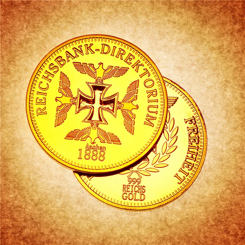 

1888 German Gold Coin Eagle Iron Cross Metal Commemorative Coins Collection Gifts