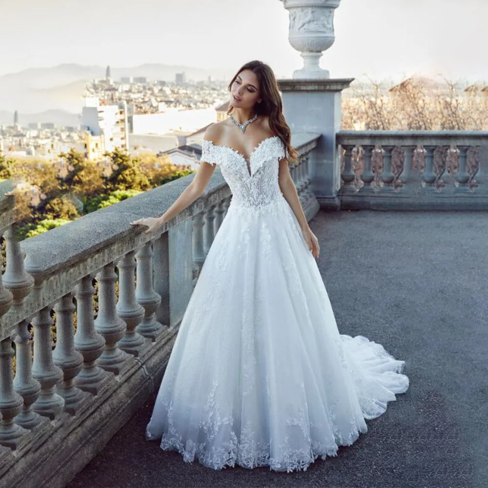 Simple One Shoulder Deep V Neck Lace Appliquéd Corset Open Back Floor Mopping Wedding Dress Factory Custom Vestidos De Novia
Simple One Shoulder Deep V Neck Lace Appliquéd Corset Open Back Floor Mopping Wedding Dress Factory Custom Vestidos De Novia