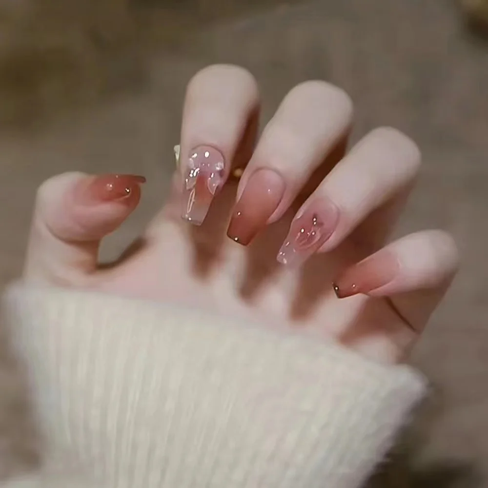 24Pcs/Box short Fake Nails blushButterfly Nail Supplies for professionals Full Cover Nail Tips Press On Nails Nail Art Tools
24Pcs/Box short Fake Nails blushButterfly Nail Supplies for professionals Full Cover Nail Tips Press On Nails Nail Art Tools